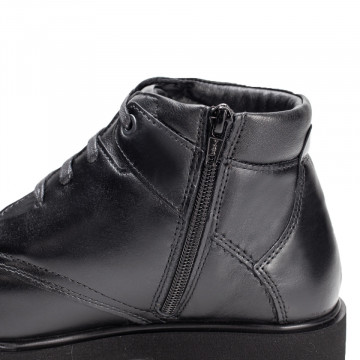 Ghete barbati negre cu siret si fermoar din Piele naturala MOD02495, 2, modlet.ro