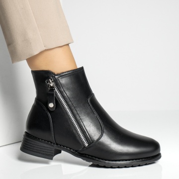 Ghete dama cu fermoar negre MOD06651, 3, modlet.ro