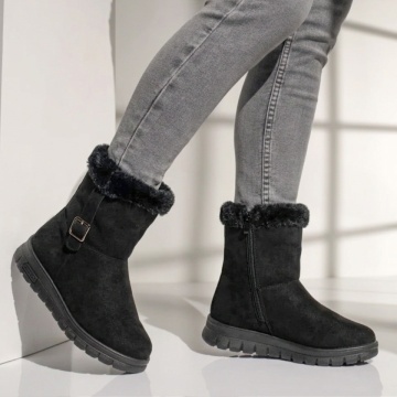 Ghete dama cu fermoar negru suede MARA41, 3, modlet.ro