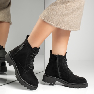 Ghete dama cu fermoar negru suede MOD12837, 3, modlet.ro