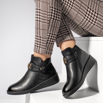 Ghete Dama, Ghete dama cu fermoar si catarama negre MOD07070, modlet.ro