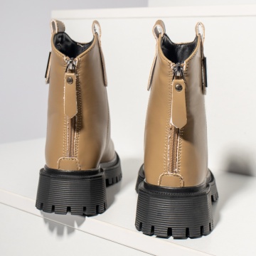 Ghete dama cu fermoar si talpa groasa khaki MOD12401, 4, modlet.ro