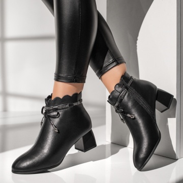 Ghete dama cu fermoar si toc gros negre MOD12398, 1, modlet.ro