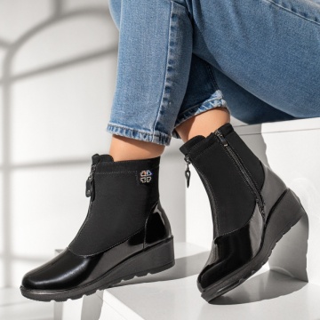 Ghete dama cu platforma si fermoar negre MOD12850, 2, modlet.ro