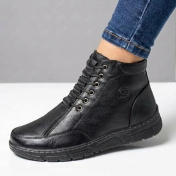 Ghete dama cu siret elastic si fermoar negre LILI32, 2, modlet.ro