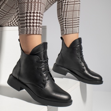 Ghete dama cu siret negre din Piele naturala MOD10778, 4, modlet.ro