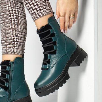 Ghete imblanite, Ghete dama cu siret si fermoar verzi MOD12630, modlet.ro