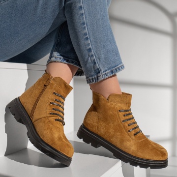 Ghete dama cu strasuri aplicate maro suede MOD12853, 4, modlet.ro