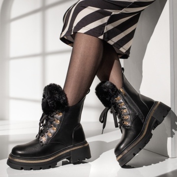 Ghete dama cu talpa groasa negre MOD12779, 2, modlet.ro