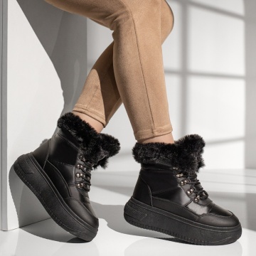 Ghete dama cu talpa groasa negre MOD12827, 3, modlet.ro