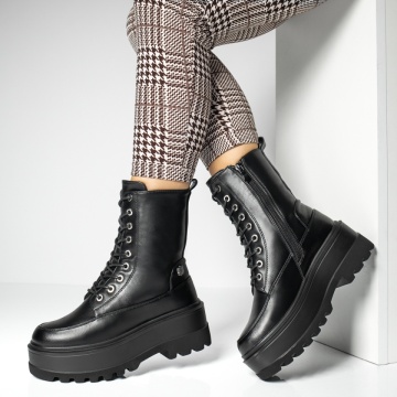 Ghete dama cu talpa groasa negre MOD14141, 3, modlet.ro