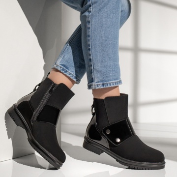 Ghete dama cu talpa joasa negru suede MOD12832, 3, modlet.ro