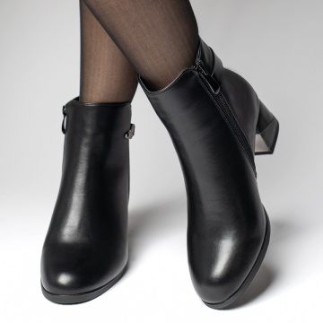 Ghete dama cu toc gros si fermoar negre MOD10593, 3, modlet.ro
