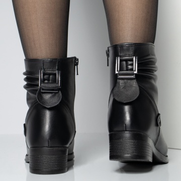 Ghete dama cu toc mic si fermoar negre din Piele naturala MOD05668, 4, modlet.ro