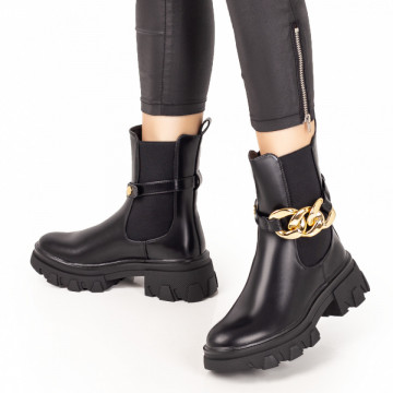 Ghete dama negre cu accesoriu metalic detasabil MOD07805, 4, modlet.ro