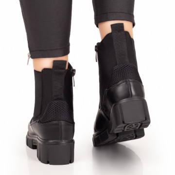 Ghete dama negre cu fermoar si insertie de material elastic MOD07714, 4, modlet.ro