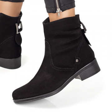 Ghete dama negru suede fara toc cu fermoar ZEF05668, 1, zeforia.ro