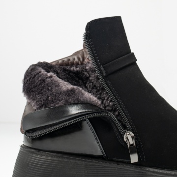 Ghete dama scurte cu fermoar negru suede GINA44, 2, modlet.ro