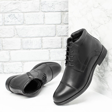 Ghete negre barbati cu fermoar din Piele naturala MOD14070, 3, modlet.ro