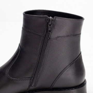 Ghete negre barbati din Piele naturala cu fermoar MOD02508, 4, modlet.ro