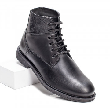 Ghete negre cu siret barbati din Piele Naturala MOD07308, 2, modlet.ro