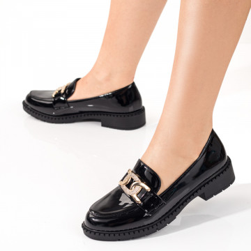 Mocasini dama cu talpa joasa negri luciosi MOD09810, 3, modlet.ro