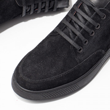 Pantofi barbatesti casual din Piele naturala negri suede MOD03548, 4, modlet.ro
