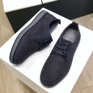 Pantofi casual barbati cu peforatii albastri din Piele naturala MOD13769, 3, modlet.ro