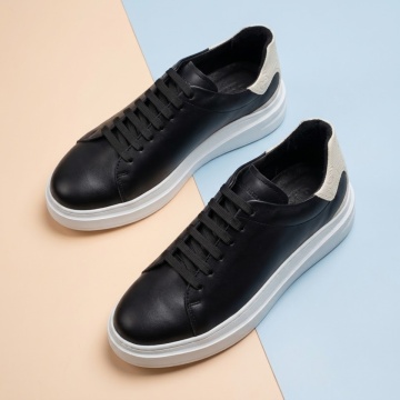 Pantofi casual barbati cu siret negri din Piele naturala TOM11