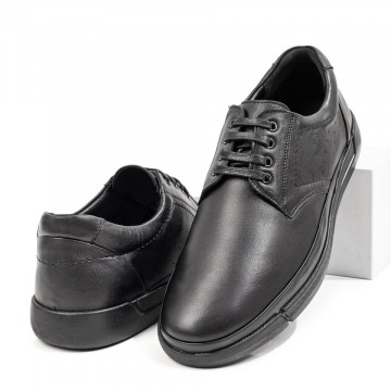 Pantofi casual barbati negri cu siret din Piele naturala MOD08765, 3, modlet.ro