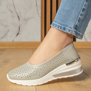 Pantofi casual cu platforma gri din Piele naturala MOD13241, 4, modlet.ro