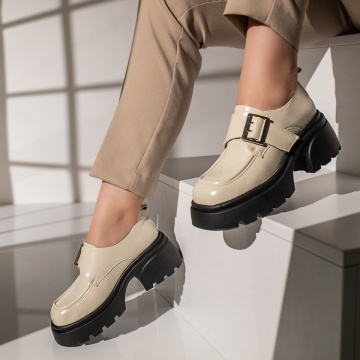 Pantofi casual dama bej cu scai si catarama aparenta MOD11842, 1, modlet.ro