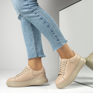 Pantofi casual dama bej din Piele naturala MOD12056, 1, modlet.ro