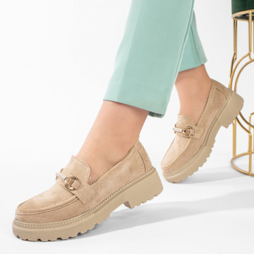 Pantofi casual dama bej suede MOD11208, 4, modlet.ro