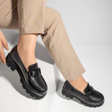 Pantofi casual dama cu accesoriu decorativ negri MOD13093, 2, modlet.ro