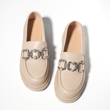 Pantofi casual dama cu accesoriu metalic bej MOD13249, 4, modlet.ro