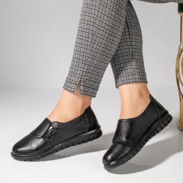 Pantofi casual dama cu fermoar negri MOD10094, 2, modlet.ro