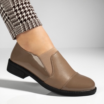 Pantofi casual dama cu insertie de material elastic bej MOD13096, 4, modlet.ro