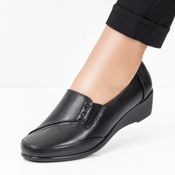 Pantofi casual dama cu material elastic si platforma negri MOD08426, 4, modlet.ro