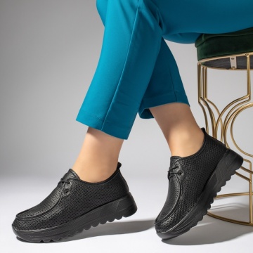 Pantofi casual dama cu perforatii negri MOD13439, 2, modlet.ro