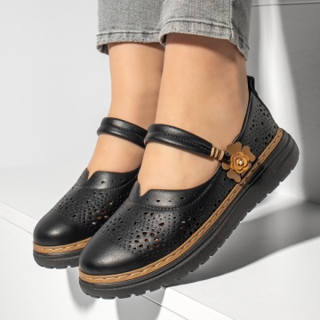 Pantofi casual dama cu perforatii negru cu khaki ZEF13164, 2, zeforia.ro