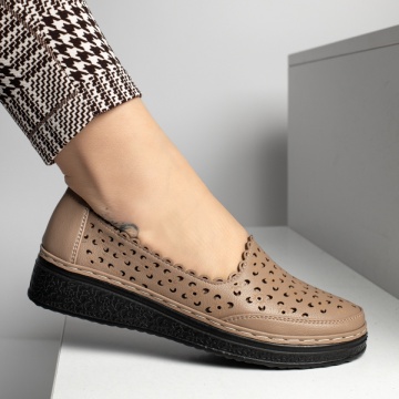 Pantofi dama, Pantofi casual dama cu perforatii si platforma maro MOD14288, modlet.ro