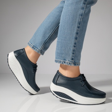 Pantofi casual dama cu platforma albastri din Piele naturala MOD10096, 4, modlet.ro