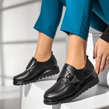 Pantofi dama, Pantofi casual dama cu platforma negri din Piele naturala MOD14047, modlet.ro