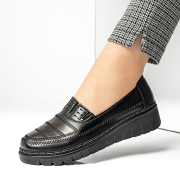 Pantofi casual dama cu platforma negru cu maro MOD13047, 2, modlet.ro