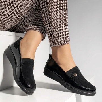 Pantofi casual dama cu platforma negru suede MARA23, 3, modlet.ro