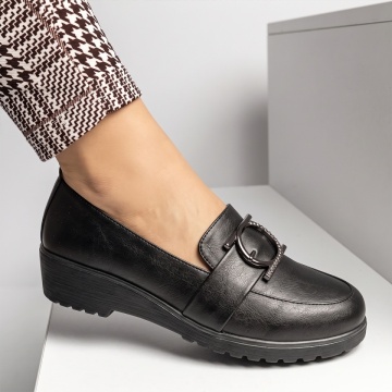 Pantofi casual dama cu platforma si accesoriu decorativ gri inchis ANA73, 2, modlet.ro