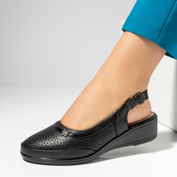 Pantofi casual cu platforma, Pantofi casual dama cu platforma si bareta negri MOD14258, modlet.ro