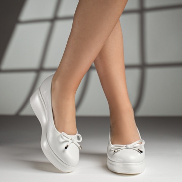 Pantofi casual dama cu platforma si fundita albi MOD13373, 3, modlet.ro