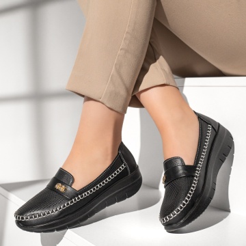 Pantofi casual dama cu platforma si perforatii negri MOD13086, 4, modlet.ro